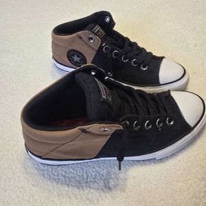 Converse Black and Tan High-Top Sneakers